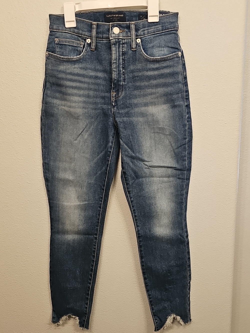 NWT Lucky Brand Bridgette High Rise Skinny Jeans Raw Hem Size 6/28A 98% Cotton